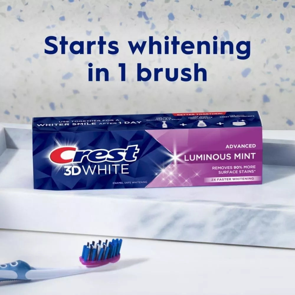 Crest 3D White Advanced Luminous Mint Whitening Toothpaste - Pearly Whites UK
