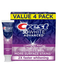 Crest 3D White Advanced Luminous Mint Whitening Toothpaste (Pack of 4) - Pearly Whites UK